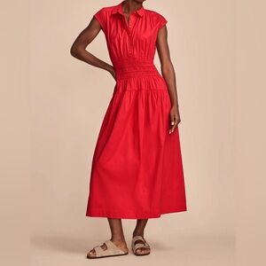 Lucky Brand Smocked Dropped Waist Midi Dress size XL